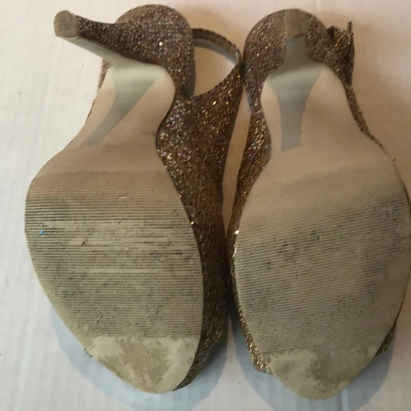 Madden Girl Shoes Heels Sparkly Gold Multi Colored SZ 8 - Picture 6 of 8